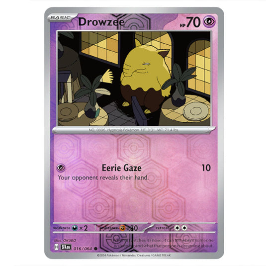 Drowzee 016 card from the Pokemon set Shrouded Fable