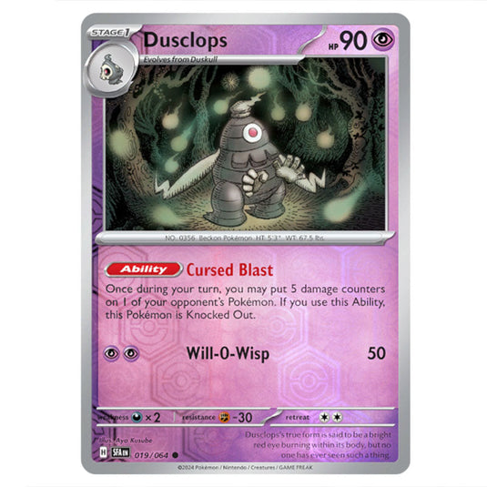 Dusclops 019 card from the Pokemon set Shrouded Fable