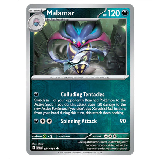 Malamar 034 card from the Pokemon set Shrouded Fable