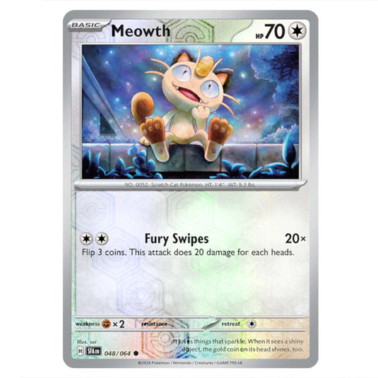 Meowth 048 card from the Pokemon set Shrouded Fable