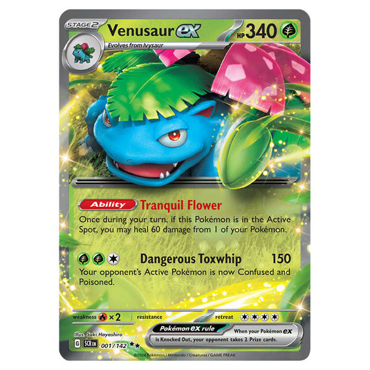 Venusaur ex 001 card from the Pokemon set Stellar Crown