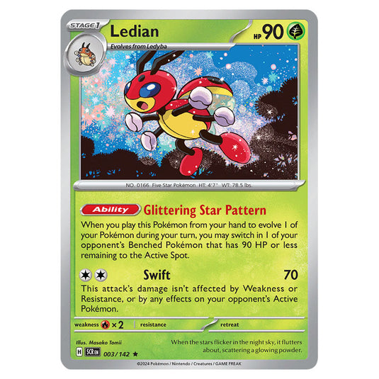 Ledian 003 card from the Pokemon set Stellar Crown