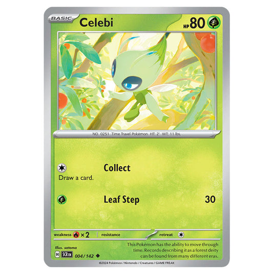 Celebi 004 card from the Pokemon set Stellar Crown