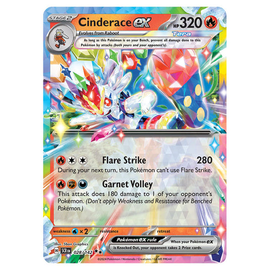 Cinderace ex 028 card from the Pokemon set Stellar Crown