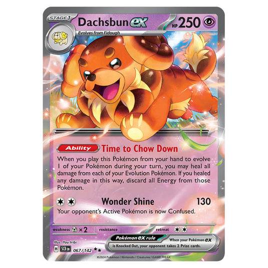 Dachsbun ex 067 card from the Pokemon set Stellar Crown