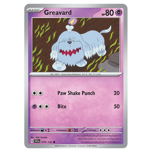 Greavard 070 card from the Pokemon set Stellar Crown