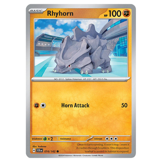 Rhyhorn 074 card from the Pokemon set Stellar Crown