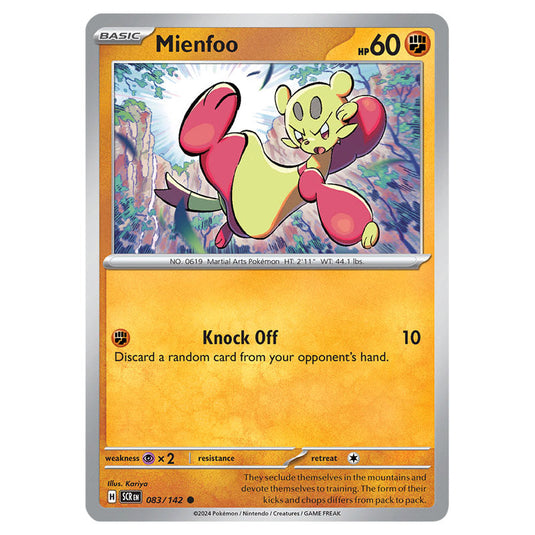 Mienfoo 083 card from the Pokemon set Stellar Crown