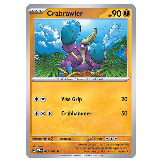 Crabrawler 087 card from the Pokemon set Stellar Crown