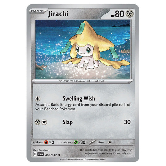 Jirachi 098 card from the Pokemon set Stellar Crown