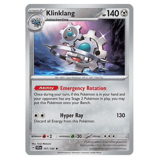 Klinklang 101 card from the Pokemon set Stellar Crown