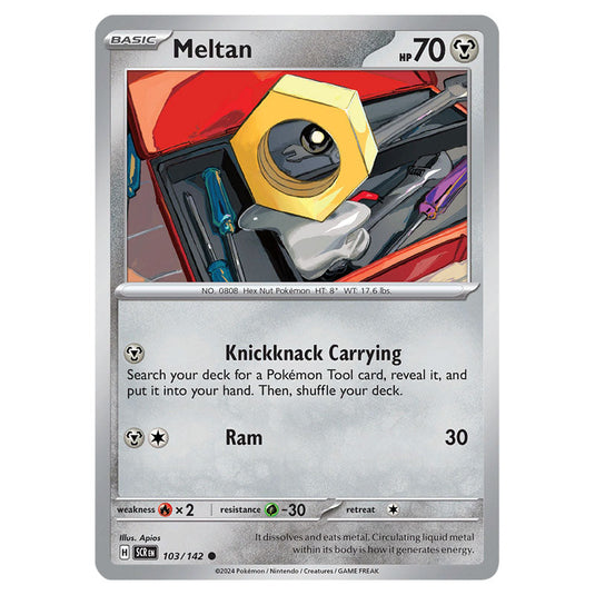 Meltan 103 card from the Pokemon set Stellar Crown