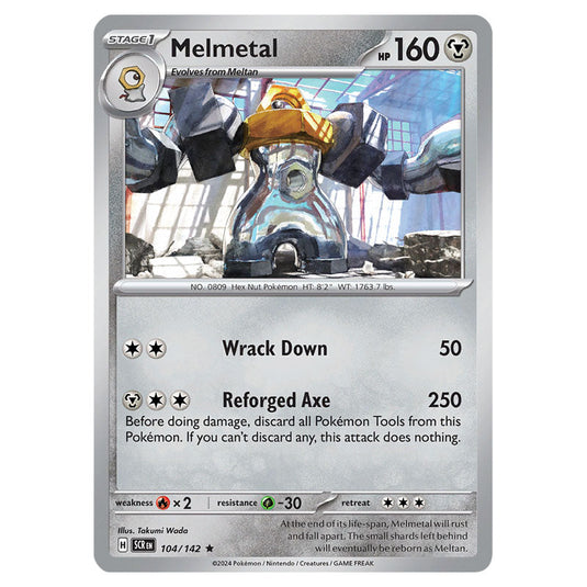 Melmetal 104 card from the Pokemon set Stellar Crown