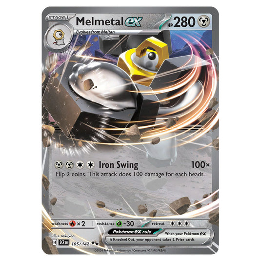 Melmetal ex 105 card from the Pokemon set Stellar Crown