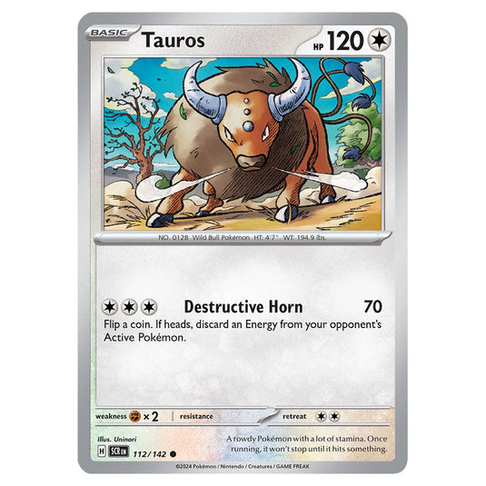 Tauros 112 card from the Pokemon set Stellar Crown