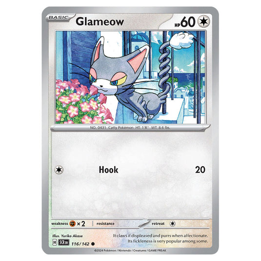 Glameow 116 card from the Pokemon set Stellar Crown