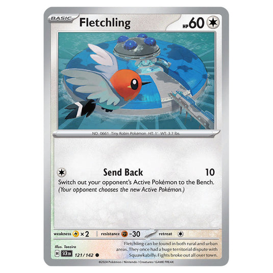 Fletchling 121 card from the Pokemon set Stellar Crown