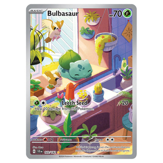 Bulbasaur 143 card from the Pokemon set Stellar Crown