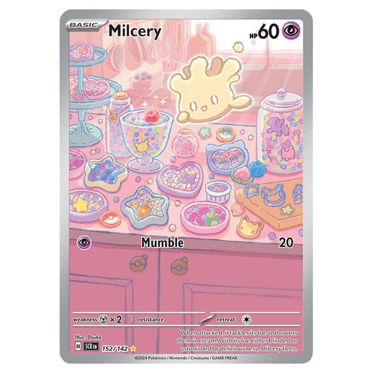 Milcery 152 card from the Pokemon set Stellar Crown