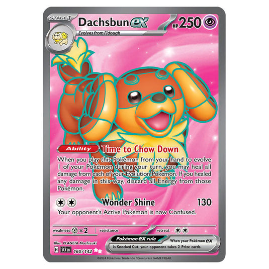 Dachsbun ex 160 card from the Pokemon set Stellar Crown