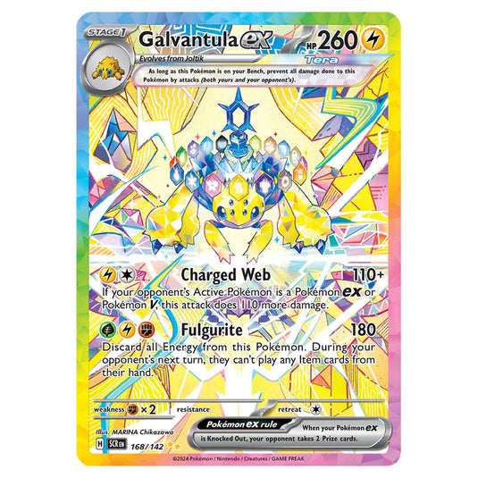 Galvantula ex 168 card from the Pokemon set Stellar Crown