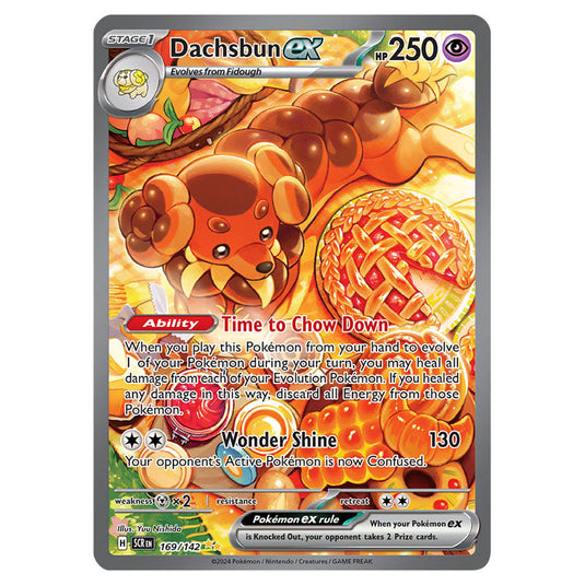 Dachsbun ex 169 card from the Pokemon set Stellar Crown