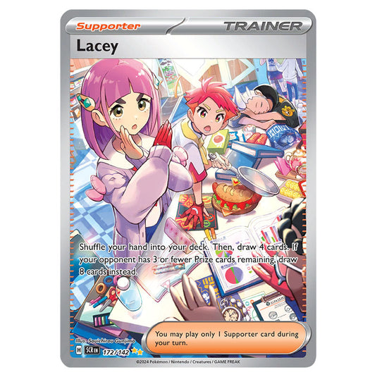 Lacey 172 card from the Pokemon set Stellar Crown