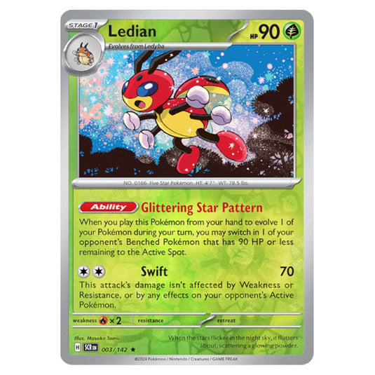 Ledian 003 card from the Pokemon set Stellar Crown