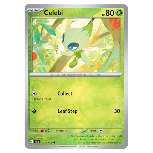 Celebi 004 card from the Pokemon set Stellar Crown