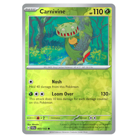 Carnivine 007 card from the Pokemon set Stellar Crown