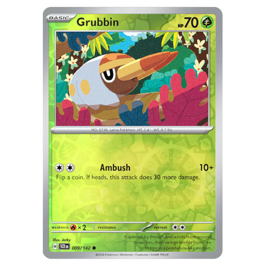 Grubbin 009 card from the Pokemon set Stellar Crown