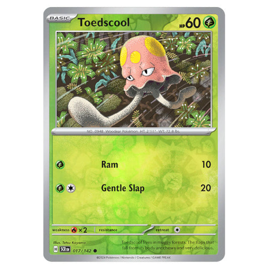 Toedscool 017 card from the Pokemon set Stellar Crown