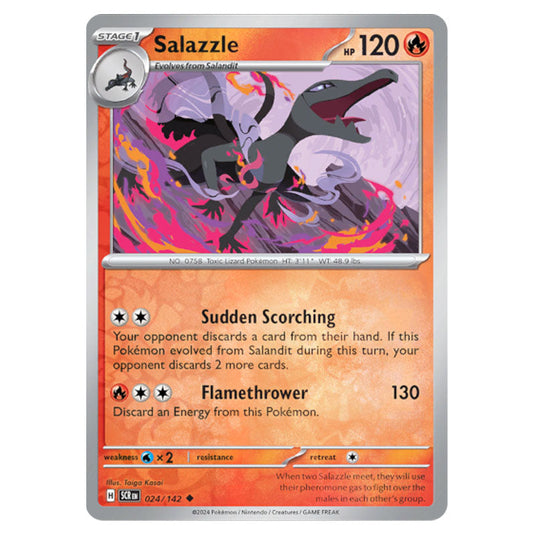 Salazzle 024 card from the Pokemon set Stellar Crown