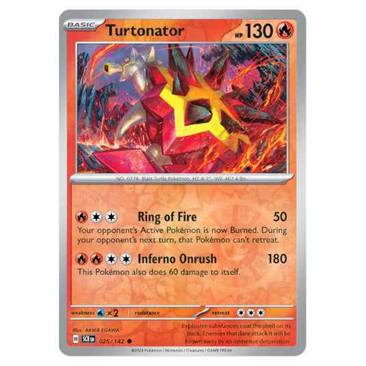 Turtonator 025 card from the Pokemon set Stellar Crown