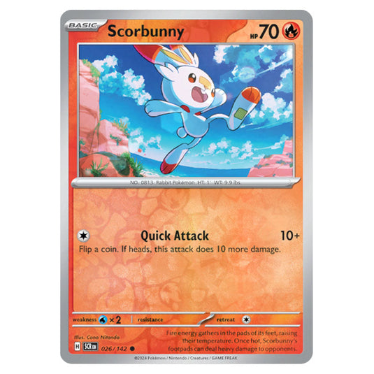 Scorbunny 026 card from the Pokemon set Stellar Crown