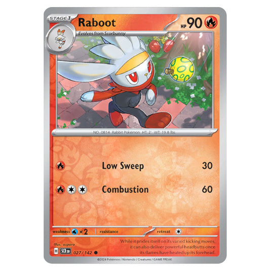 Raboot 027 card from the Pokemon set Stellar Crown