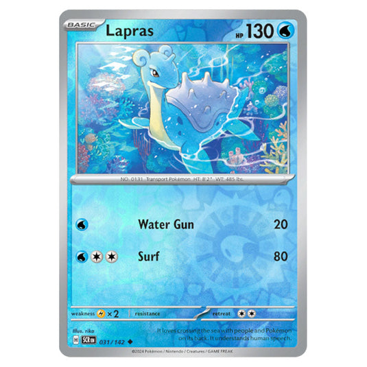 Lapras 031 card from the Pokemon set Stellar Crown