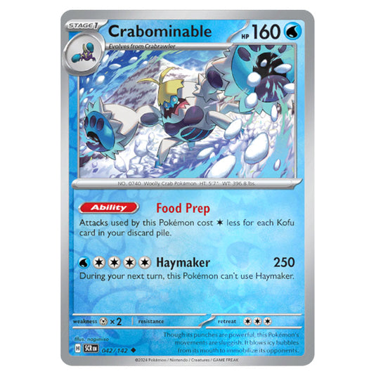 Crabominable 042 card from the Pokemon set Stellar Crown