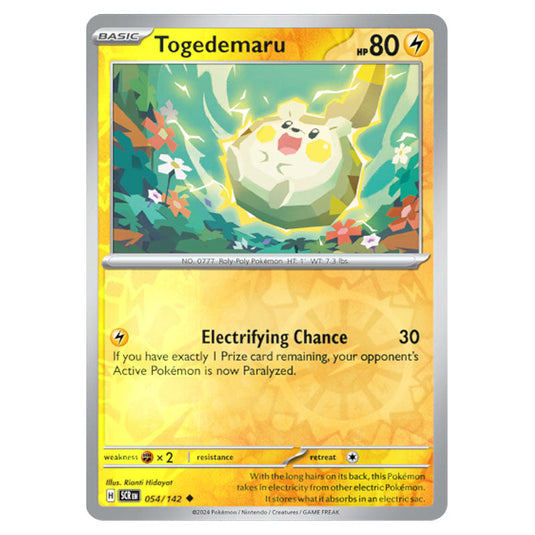 Togedemaru 054 card from the Pokemon set Stellar Crown