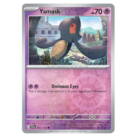 Yamask 062 card from the Pokemon set Stellar Crown