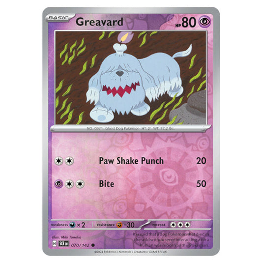 Greavard 070 card from the Pokemon set Stellar Crown