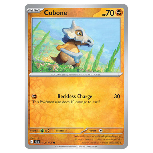 Cubone 072 card from the Pokemon set Stellar Crown