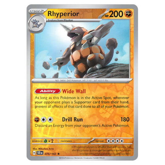 Rhyperior 076 card from the Pokemon set Stellar Crown