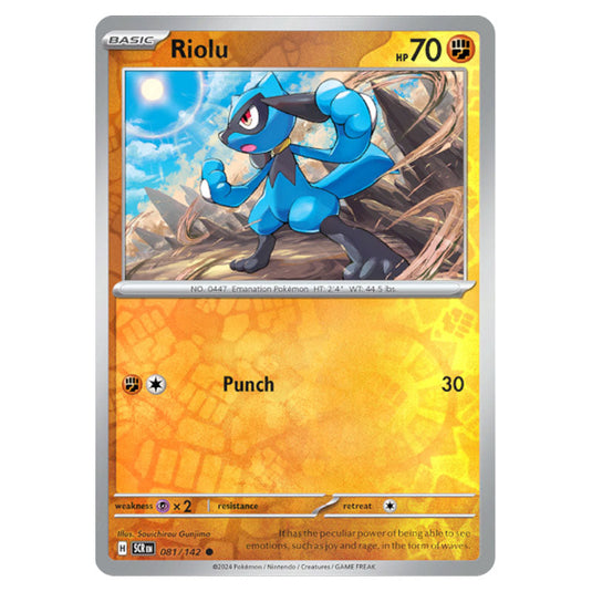 Riolu 081 card from the Pokemon set Stellar Crown