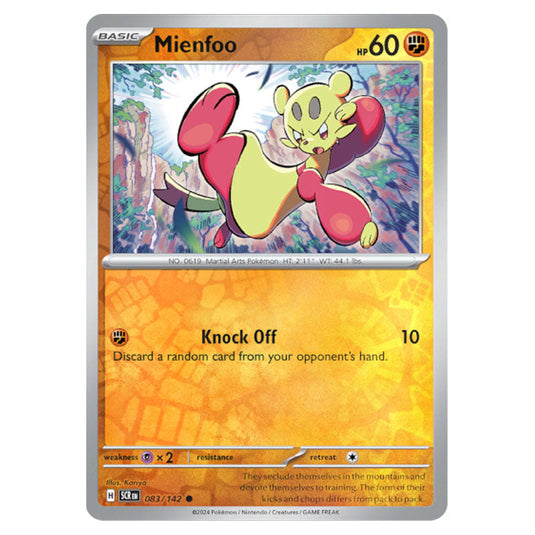 Mienfoo 083 card from the Pokemon set Stellar Crown