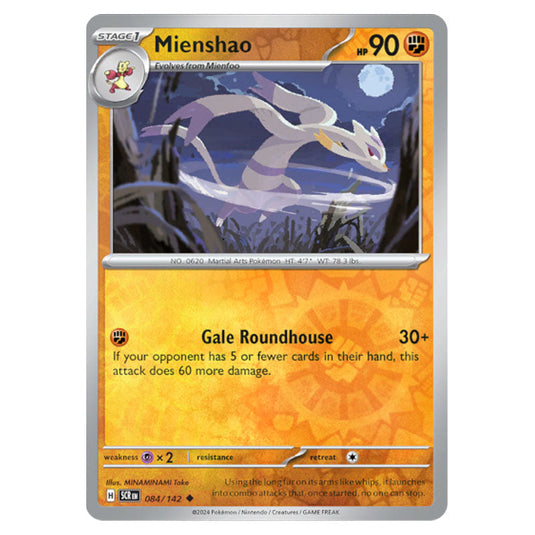 Mienshao 084 card from the Pokemon set Stellar Crown