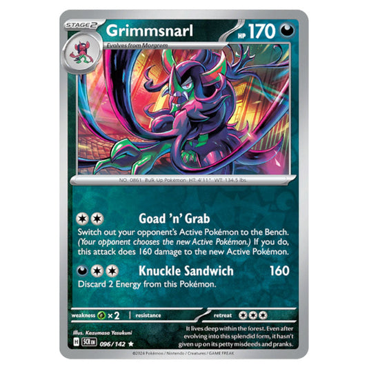 Grimmsnarl 096 card from the Pokemon set Stellar Crown