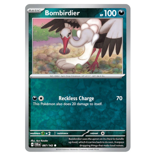 Bombirdier 097 card from the Pokemon set Stellar Crown