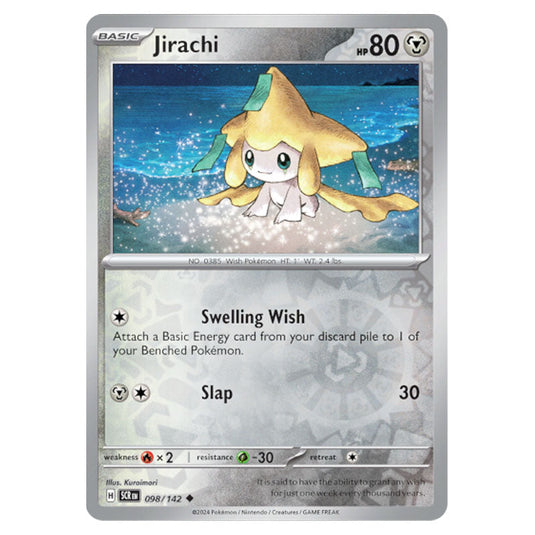 Jirachi 098 card from the Pokemon set Stellar Crown