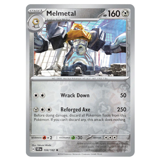 Melmetal 104 card from the Pokemon set Stellar Crown